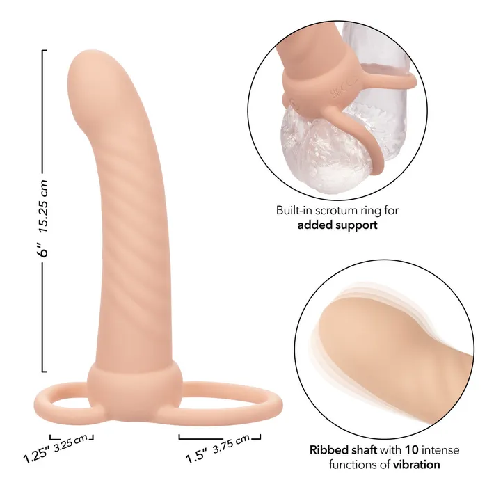 Female Sex Toys Rechargeable Ribbed Dual Penetrator Ivory CalExotics