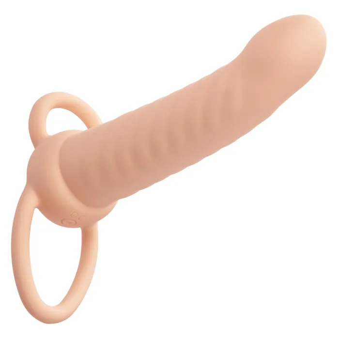 Female Sex Toys Rechargeable Ribbed Dual Penetrator Ivory CalExotics