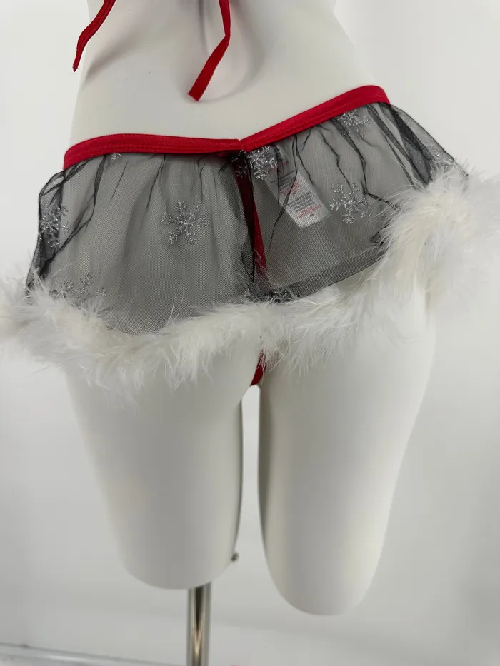 Male Sex Toys FRISKY BUSINESS SG Bra Set 5 Pcs Christmas Lady Sexy Lingerie with Headwear and Gloves
