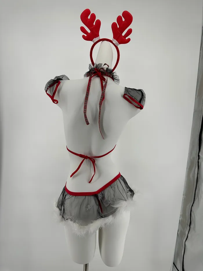 Male Sex Toys FRISKY BUSINESS SG Bra Set 5 Pcs Christmas Lady Sexy Lingerie with Headwear and Gloves