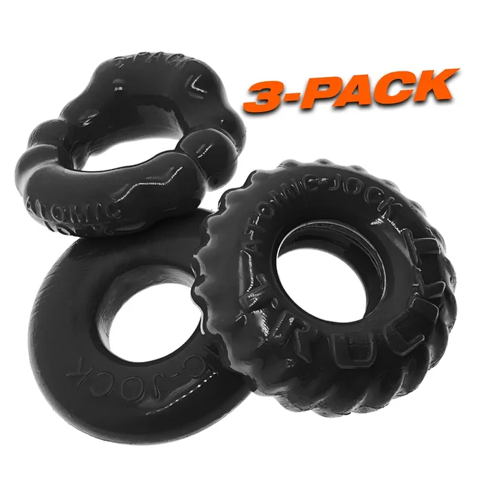 Oxballs Male Sex Toys Oxballs Bonemaker 3 Pack Cock Ring Black
