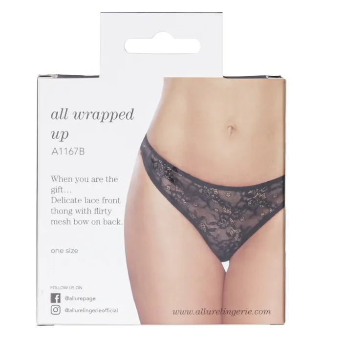 Allure All Wrapped Up Thong Black One Size Fits Most Allure Teddies And Bodies