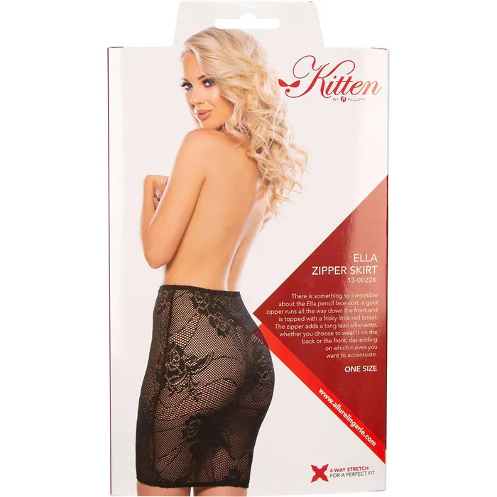 Allure Kitten Ella Zipper Skirt Black One Size Fits Most Allure Bodystockings Playsuits
