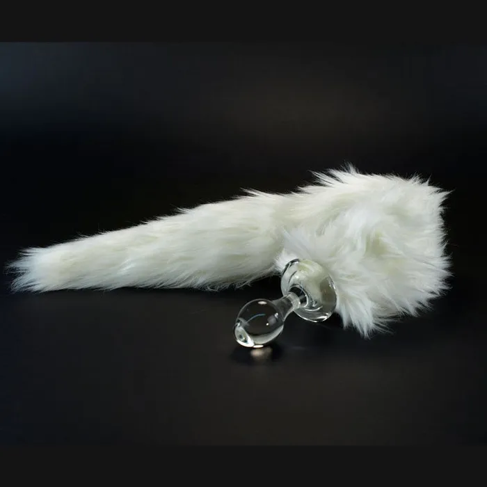 Anal CrystalDelights White Crystal Minx Faux Fur Tail Plug
