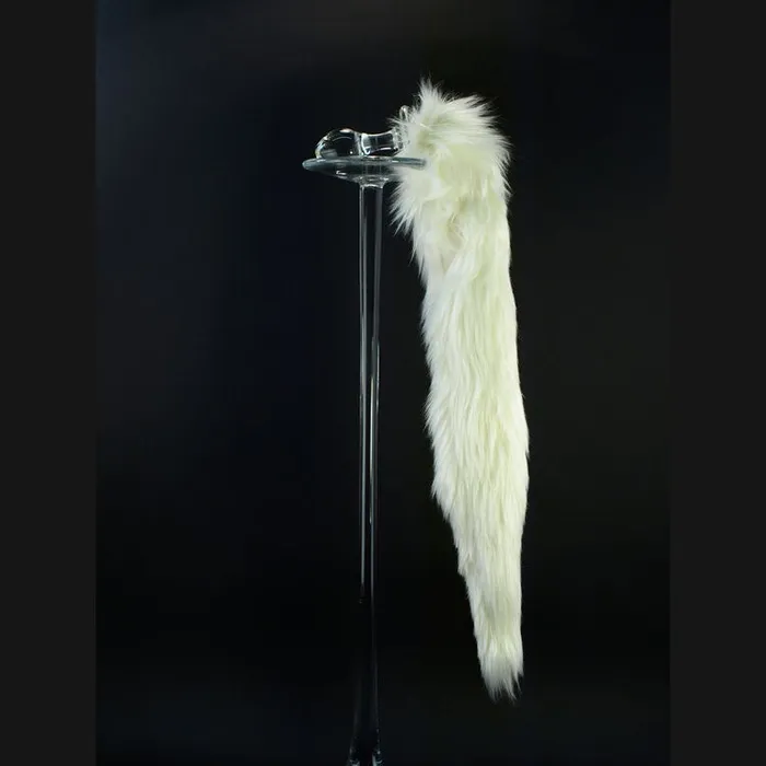 Anal CrystalDelights White Crystal Minx Faux Fur Tail Plug