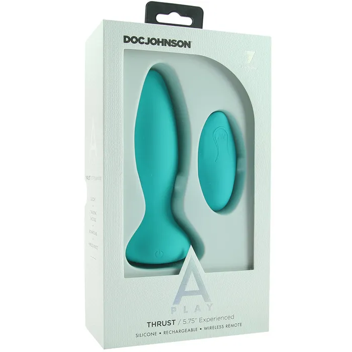Anal Doc Johnson APlay Experienced Thrust Remote Butt Plug in Teal Anal Doc Johnson APlay Experienced Thrust Remote Butt Plug in Teal