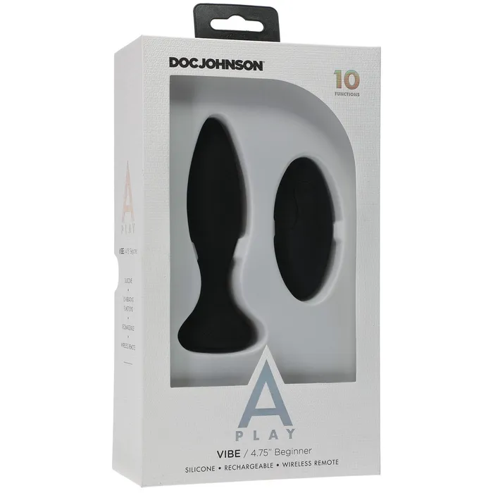 Anal Doc Johnson Doc Johnson A Play Beginner VIBE Silicone Vibrating Butt Plug with Remote Black Anal Doc Johnson Doc Johnson A Play Beginner VIBE Silicone Vibrating Butt Plug with Remote Black