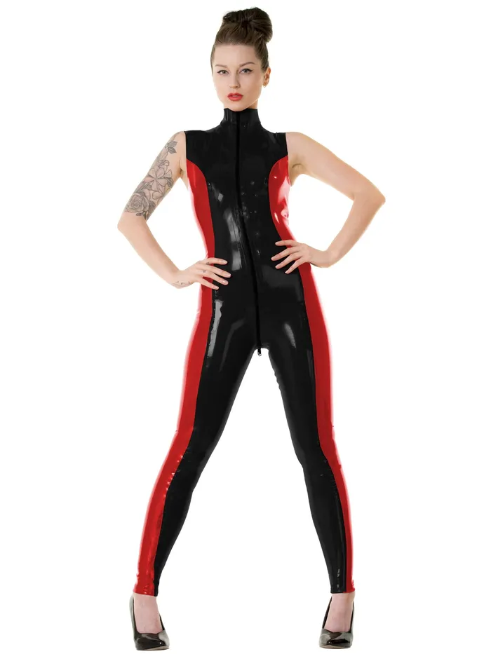 Anal HonourSkintwocom Latex Black and Red Black Widow Catsuit