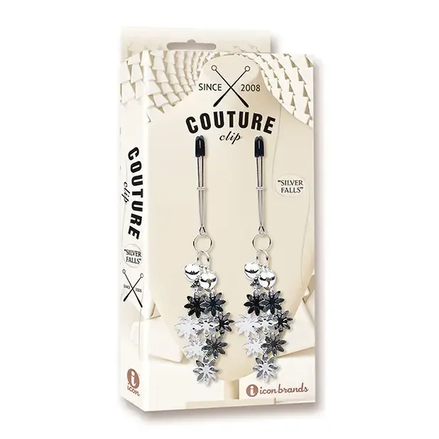 Anal Icon Brands INC Couture Clips Luxury Nipple Clamps Silver Falls