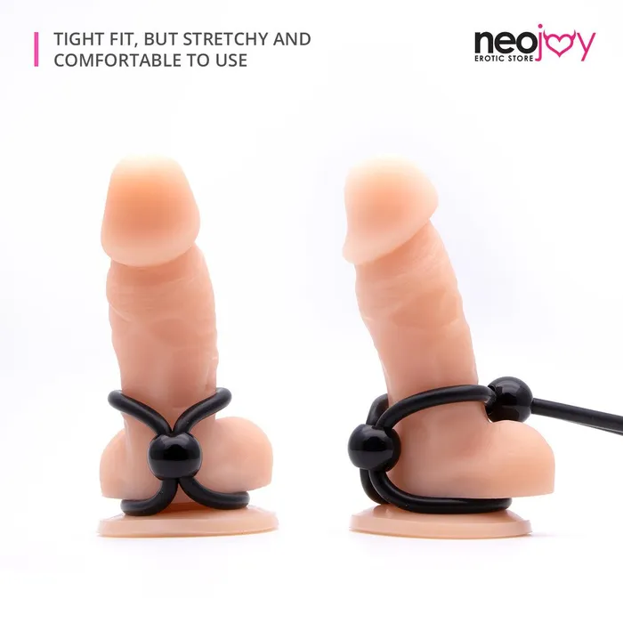 Anal Neojoy Neojoy Silicone Double Strap ClearBlack Silicone 20cm Black