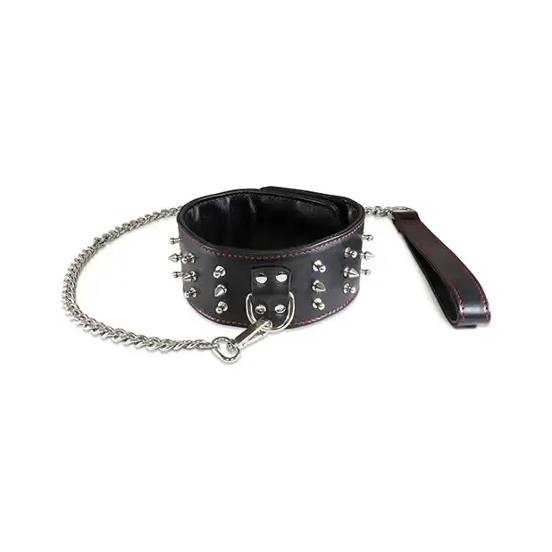 Anal Sultra Lambskin 2 12 Studded Collar W24 Chain Black Sultra Leather
