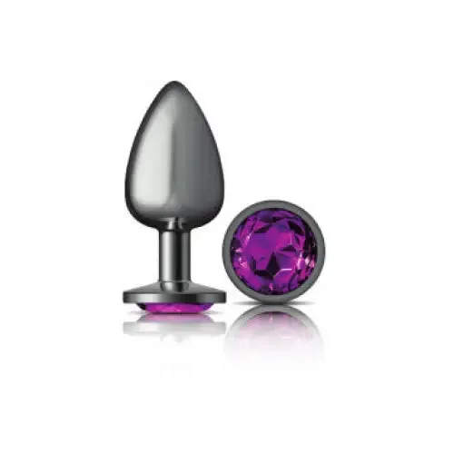 Anal Viben Cheeky Charms Round Purple Large Gunmetal Butt Plug