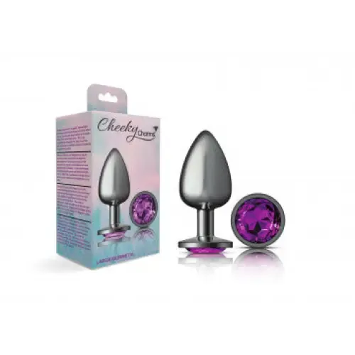 Anal Viben Cheeky Charms Round Purple Large Gunmetal Butt Plug