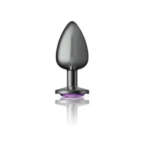 Anal Viben Cheeky Charms Round Purple Large Gunmetal Butt Plug
