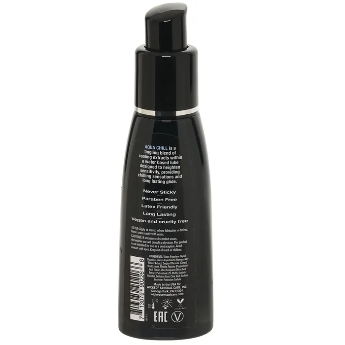 Aqua Chill Cooling Water Based Lube in 2oz60mL Wicked Sensual Care Female Sex Toys