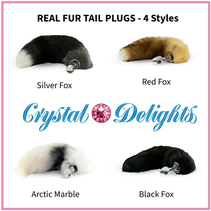 Arctic Marble Real Fur Tail Plug CrystalDelights Anal