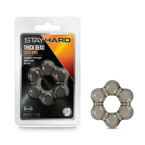 Blush Stay Hard Thick Bead Cockring Black Blush Anal