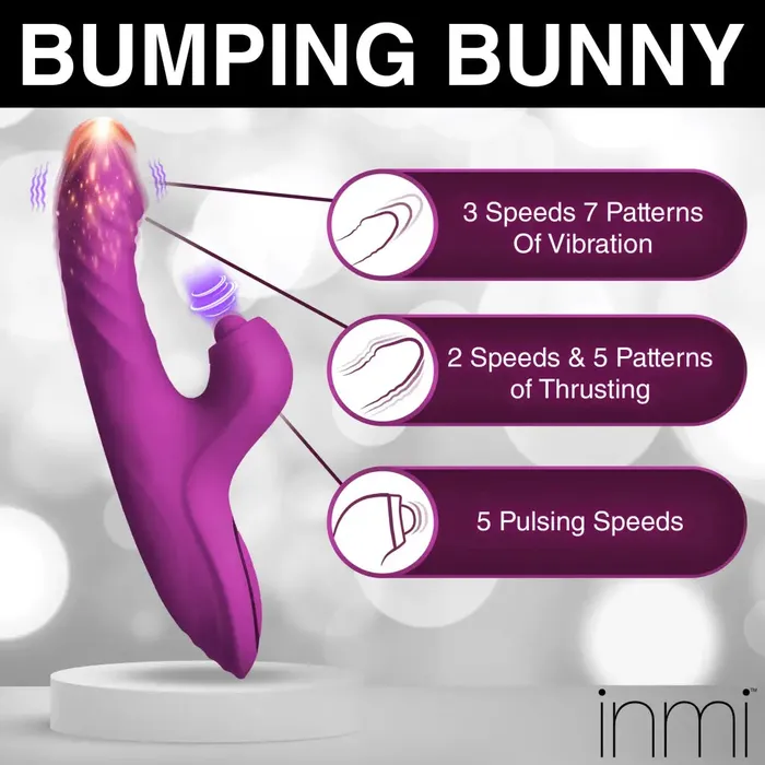 Bumping Bunny Thrusting Pulsing Silicone Rabbit Vibrator XR Brands Female Sex Toys