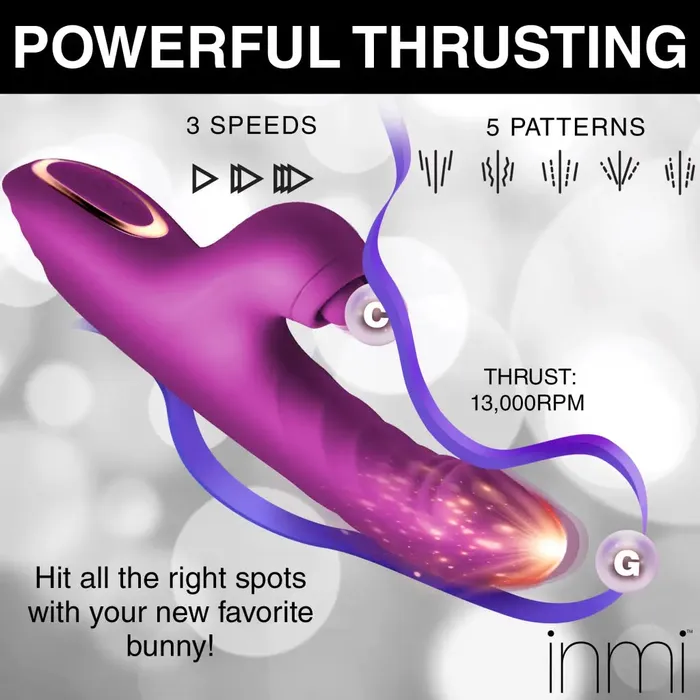 Bumping Bunny Thrusting Pulsing Silicone Rabbit Vibrator XR Brands Female Sex Toys