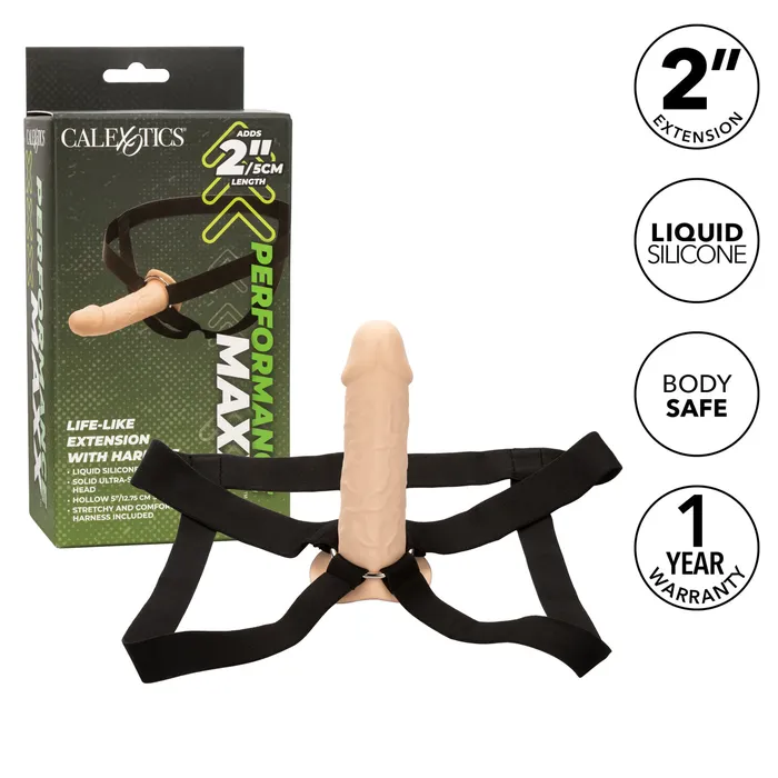 CalExotics Performance Maxx LifeLike Penis Extension With Harness Ivory CalExotics Male Sex Toys