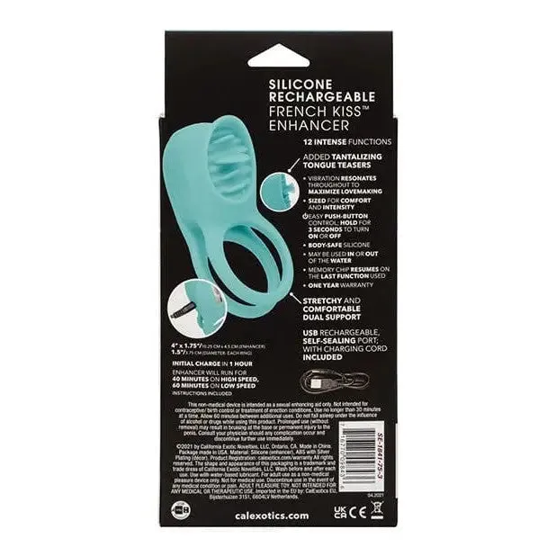 Couples Enhancers Silicone Rechargeable French Kiss Enhancer Teal CalExotics Vibrators