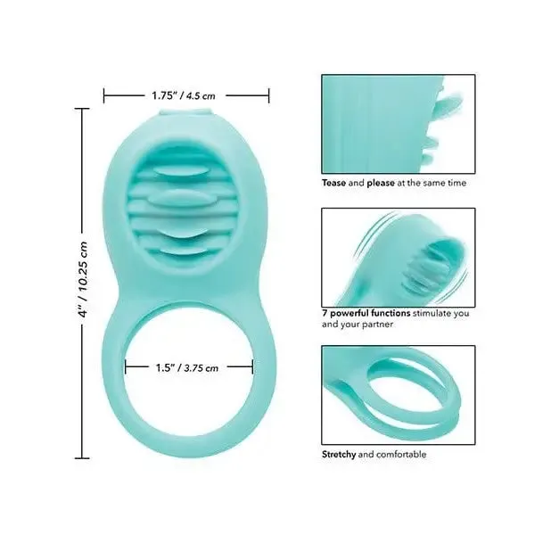 Couples Enhancers Silicone Rechargeable French Kiss Enhancer Teal CalExotics Vibrators