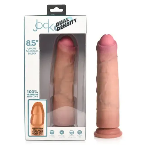 Curve Toys Dildos Jock Uncut 85 in Dual Density Silicone Dildo Light