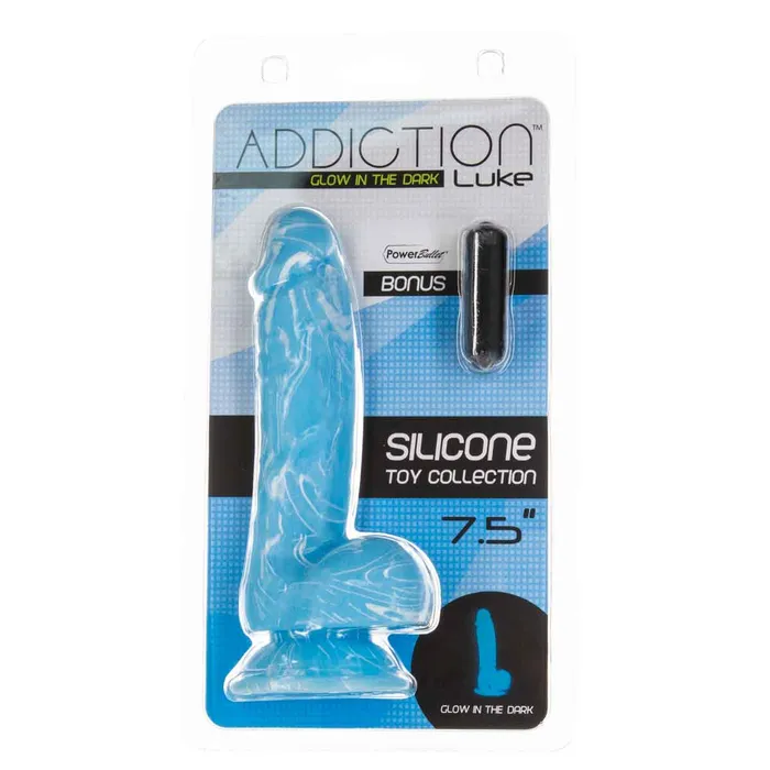 Dildos Addiction Luke 75 GlowintheDark Dildo With Balls Blue Addiction