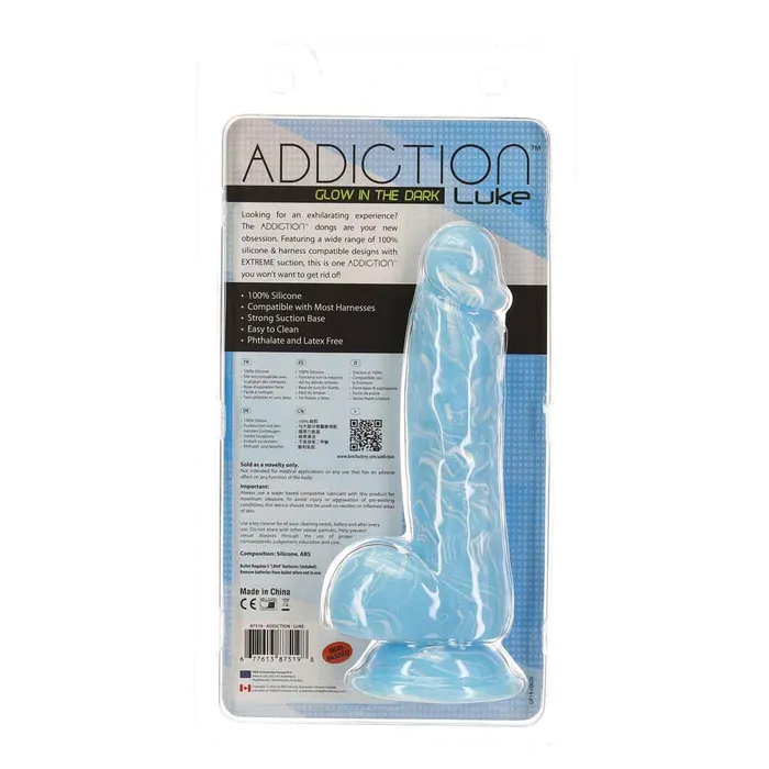 Dildos Addiction Luke 75 GlowintheDark Dildo With Balls Blue Addiction Dildos Addiction Luke 75 GlowintheDark Dildo With Balls Blue Addiction