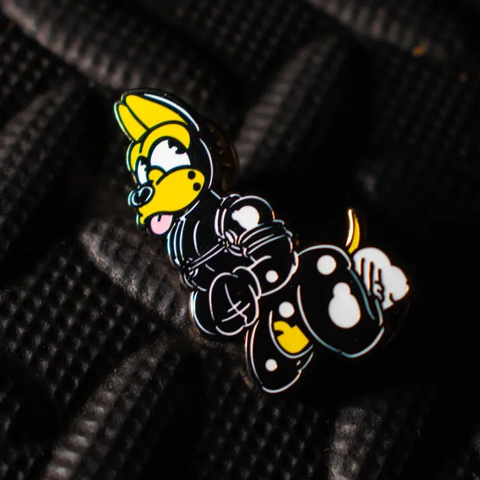 Dildos James Newland Illustration Rubber Dog Enamel Pin Yellow