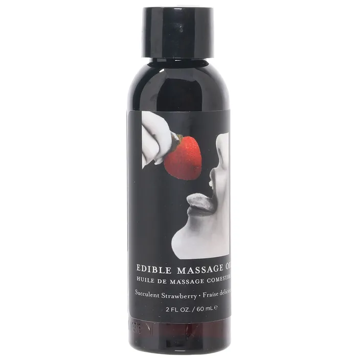 Earthly Body Edible Massage Oil 2oz60ml in Succulent Strawberry Couples