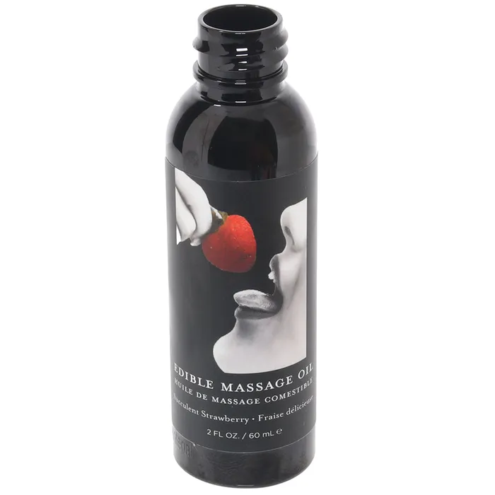 Earthly Body Edible Massage Oil 2oz60ml in Succulent Strawberry Couples