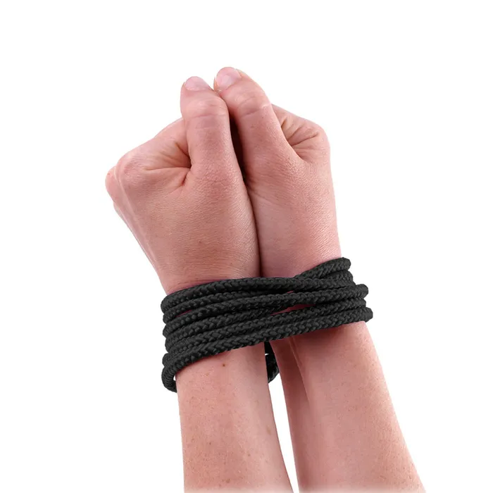Female Sex Toys Fetish Fantasy Mini Silk Rope in Black Pipedream