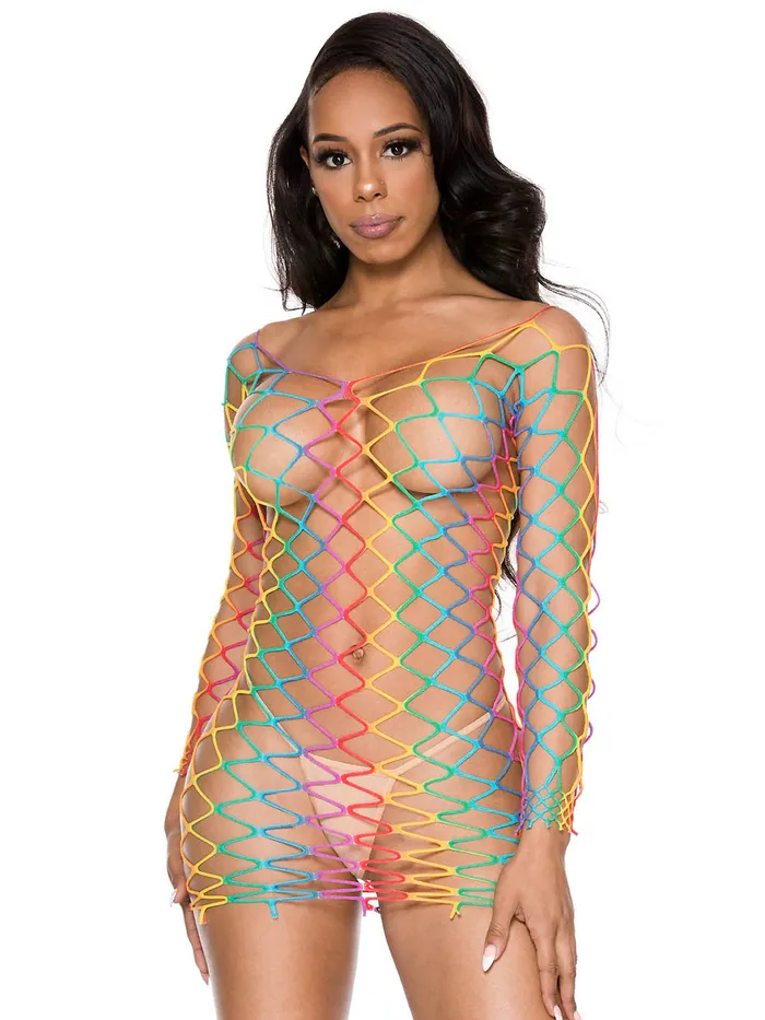 Female Sex Toys HonourSkintwocom Scoop Neck Whale Net Rainbow Mini Dress