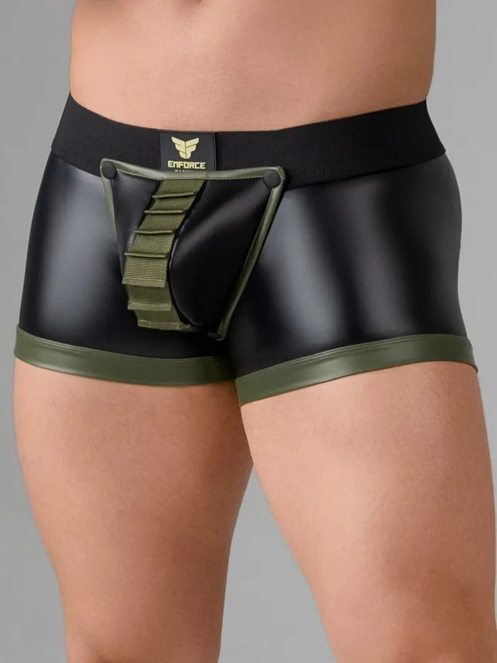 Female Sex Toys HonourSkintwocom Trunk Shorts with Open Rear in Black Green