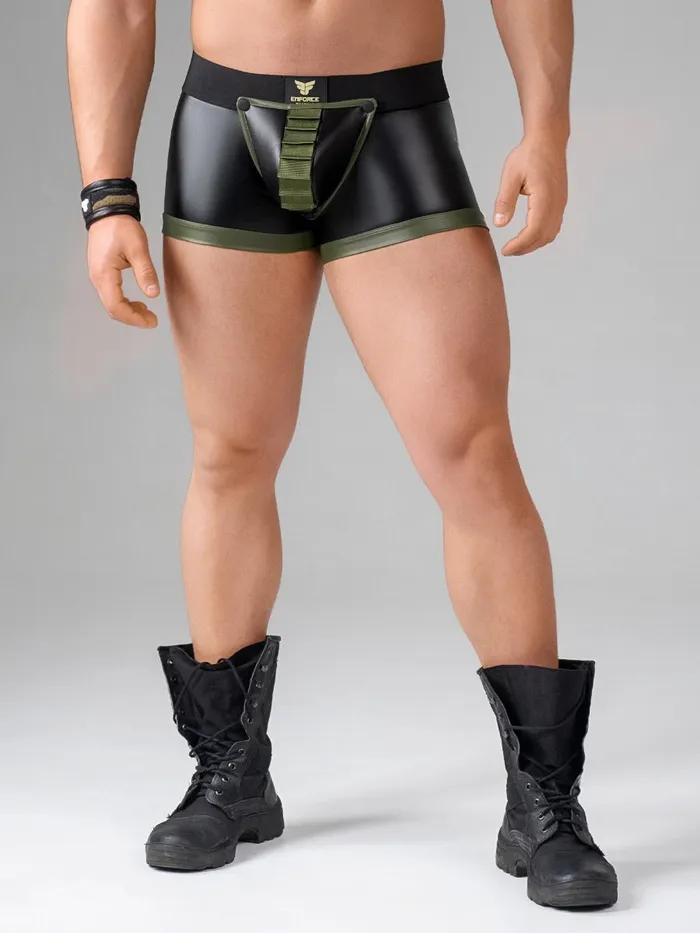 Female Sex Toys HonourSkintwocom Trunk Shorts with Open Rear in Black Green