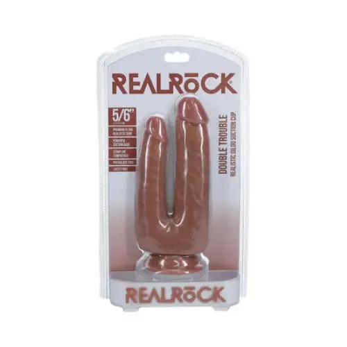 Female Sex Toys RealRock Double Trouble 5 in 6 in Dildo Tan SHOTS AMERICA