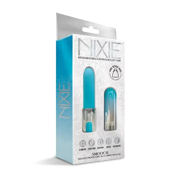 Global Novelties LLC Vibrators Nixie Smooch Rechargeable Lipstick Vibrator Blue Ombre Global Novelties LLC Vibrators Nixie Smooch Rechargeable Lipstick Vibrator Blue Ombre