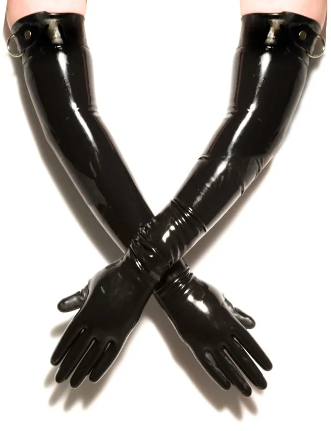 HonourSkintwocom Shoulder Latex Gloves With D Ring in Black Male Sex Toys