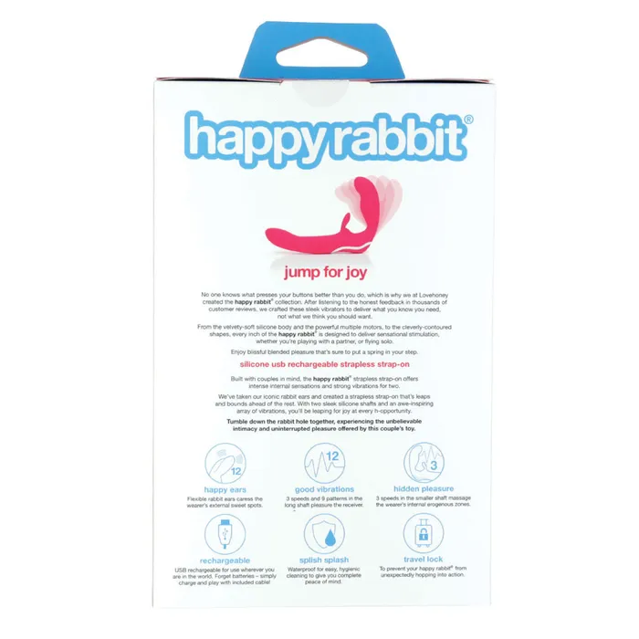LoveHoney Female Sex Toys Happy Rabbit Strapless StrapOn Pink