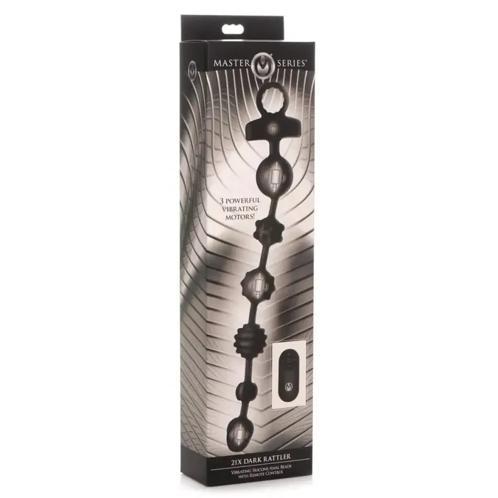 Male Sex Toys 21x Dark Rattler Vibrating Silicone Anal Beads With Remote Master Series