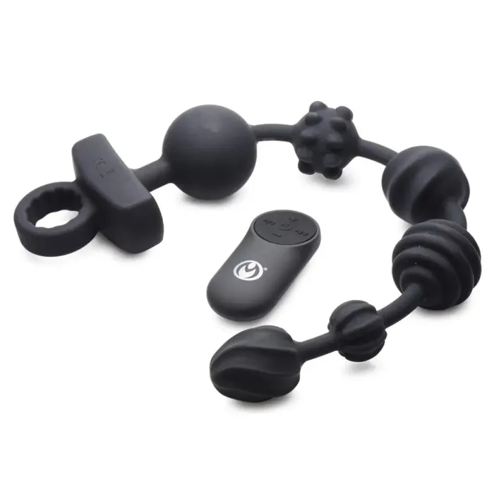Male Sex Toys 21x Dark Rattler Vibrating Silicone Anal Beads With Remote Master Series