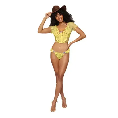 Male Sex Toys Dreamgirl Eyelet Lace Bustier GString Citrus XL Dreamgirl International Male Sex Toys Dreamgirl Eyelet Lace Bustier GString Citrus XL Dreamgirl International