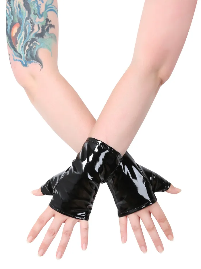 Male Sex Toys HonourSkintwocom PVC Short Fingerless Gloves