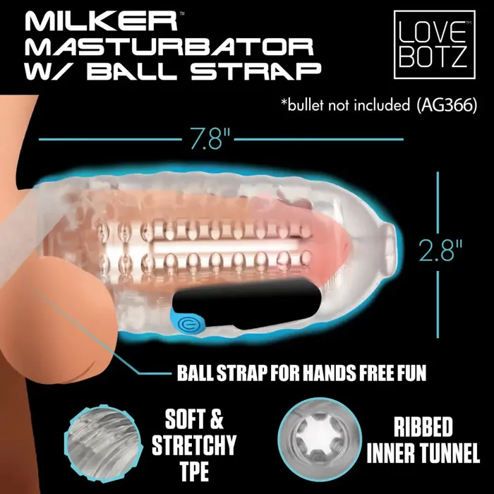 Male Sex Toys LoveBotz Milker Masturbator With Ball Strap