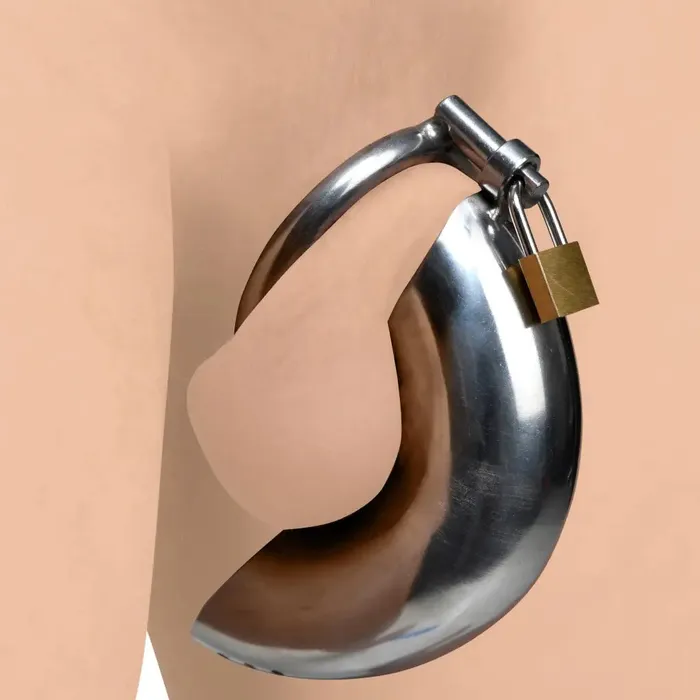 Male Sex Toys Master Series Forged Captor Locking Stainless Steel Chasity Cage
