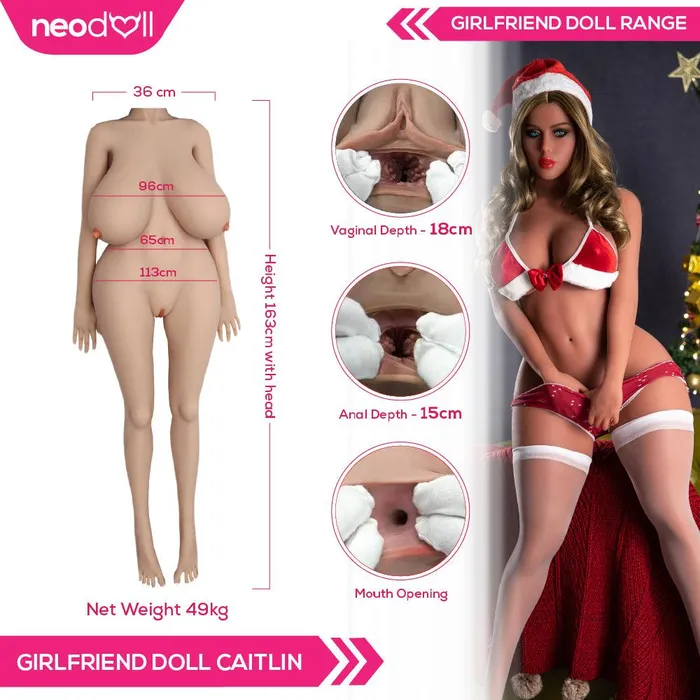 Male Sex Toys Neodoll Neodoll Girlfriend Caitlin Realistic Sex Doll Fat Body 163cm Tan
