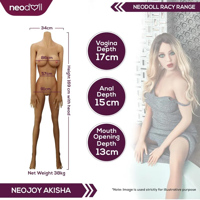 Male Sex Toys Neodoll Racy Akisha Realistic Sex Doll 169cm Tan Irontech Doll