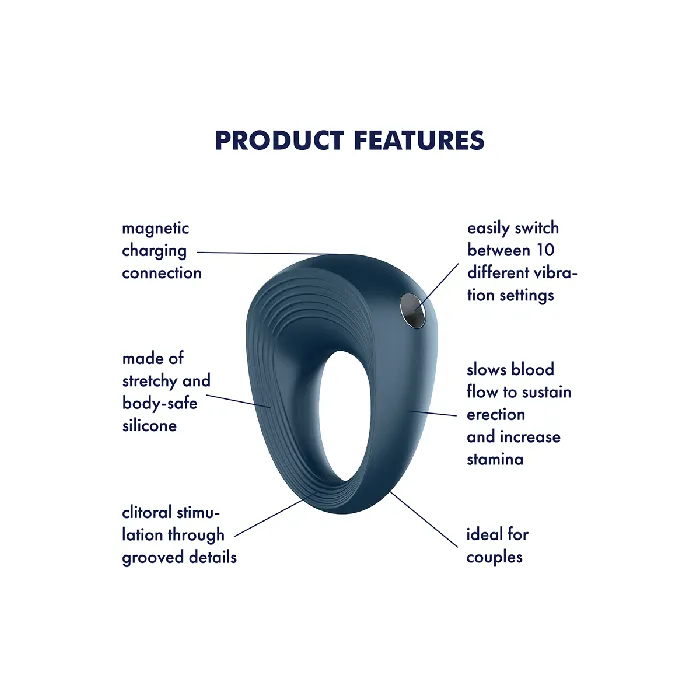Male Sex Toys Satisfyer Satisfyer Power Ring Vibrating Cock Ring Blue