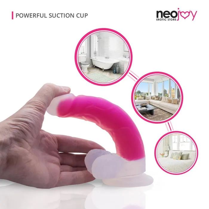 Neojoy Dildos Neojoy Luminous Dildo Pure Silicone transparent suction cup Pink 83 inch 22cm